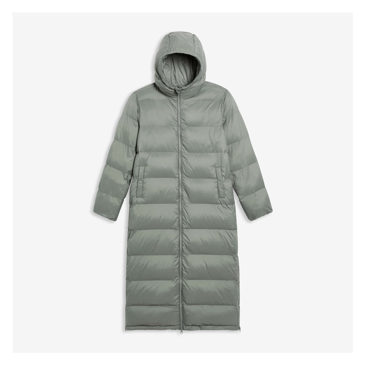 Long Puffer Jacket with PrimaLoft® in Light Khaki Green from Joe Fresh